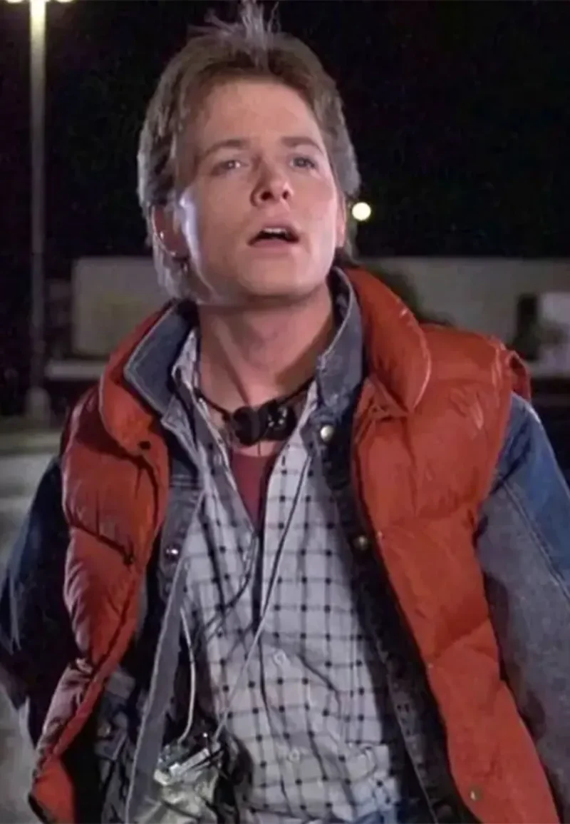 michael j fox red vest