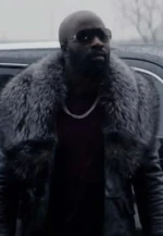 mike colter black leather coat