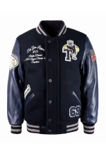navy bulldog varsity jacket
