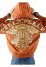 pelle pelle 40th anniversary brown wool and leather jacket