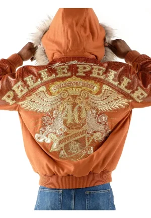 pelle pelle 40th anniversary brown wool and leather jacket
