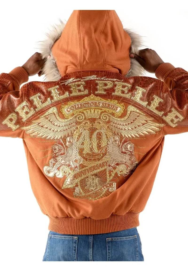 pelle pelle 40th anniversary brown wool and leather jacket