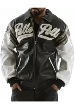 pelle pelle black white major league leather jacket