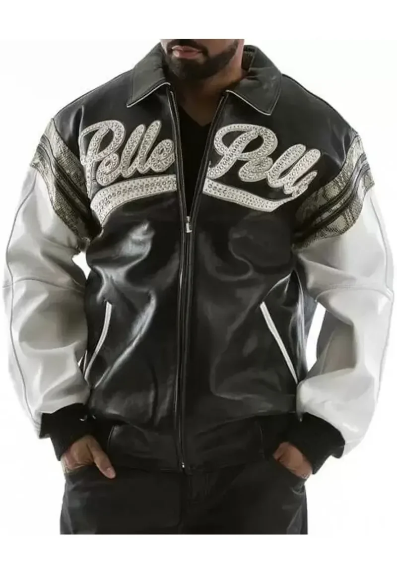 pelle pelle black white major league leather jacket