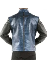 pelle pelle china collar biker blue jacket