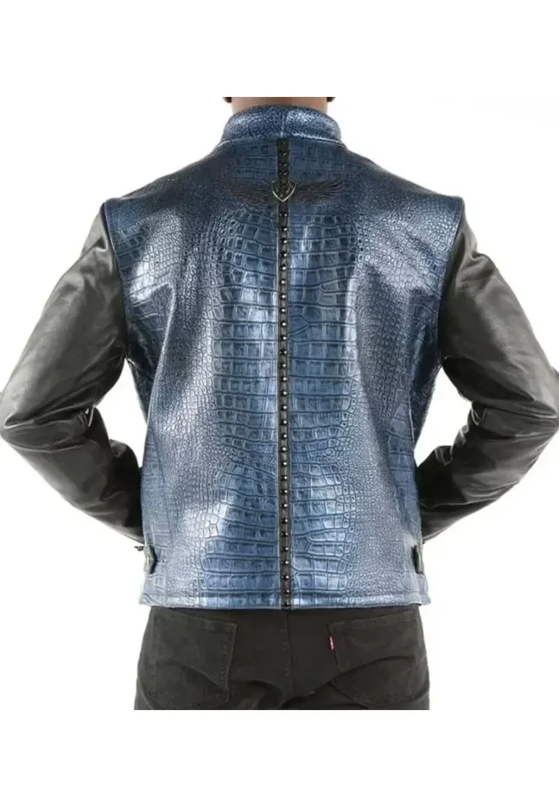 pelle pelle china collar biker blue jacket