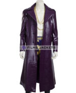purple leather trench coat