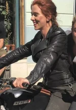 scarlett johansson black widow motorcycle jacket