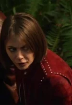 season 5 willa holland red suede biker jacket