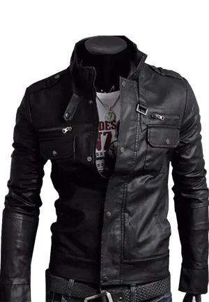 slim fit leather jacket