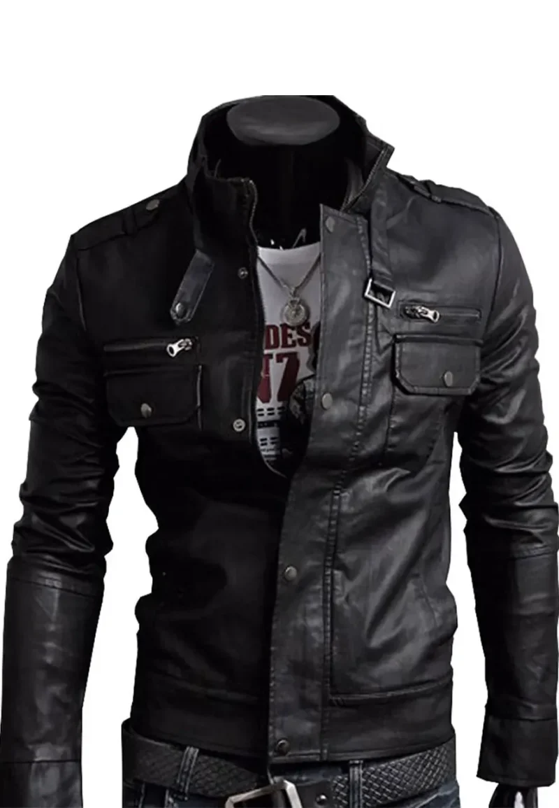 slim fit leather jacket