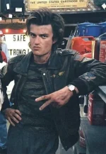 stranger things brown leather jacket
