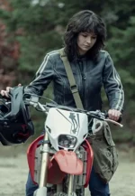 striped vic mcqueen biker leather jacket