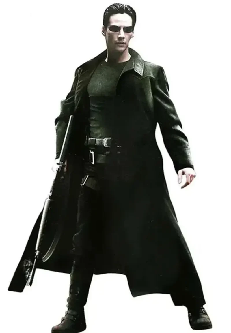the matrix neo black trench coat