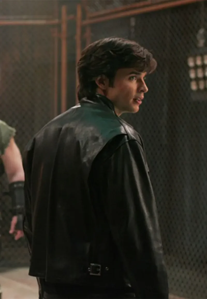 tom welling black leather jacket