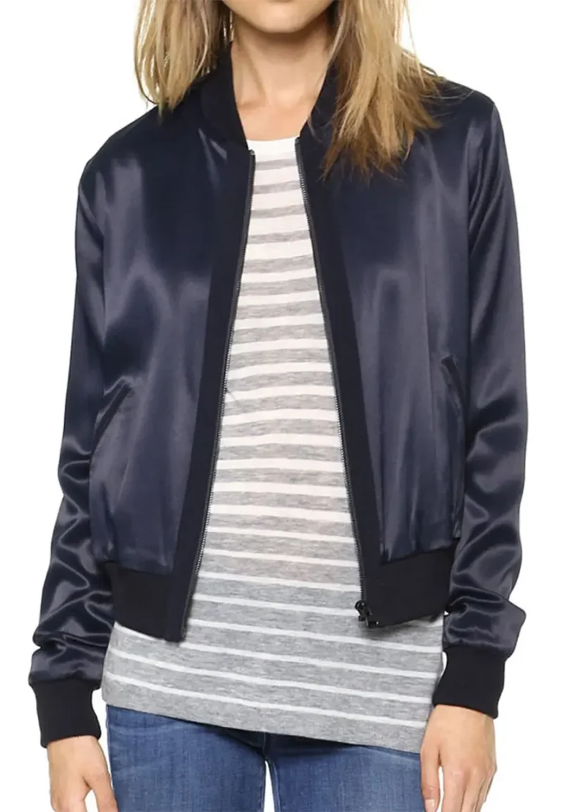 willa holland arrow thea queen bomber blue jacket