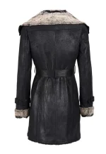 womens belted leather shearling coat