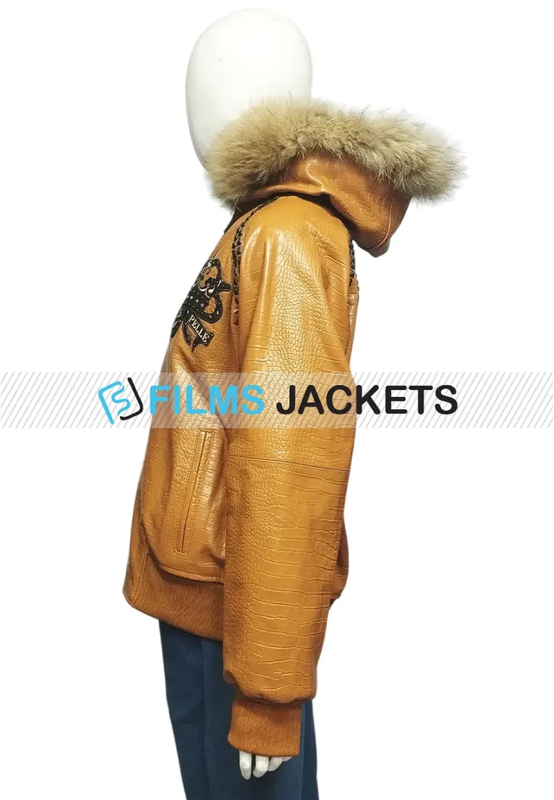 womens fur hooded leather jacket