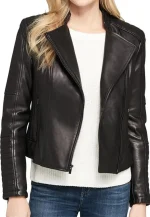 womens motorcycle asymmetrical zipper jacket