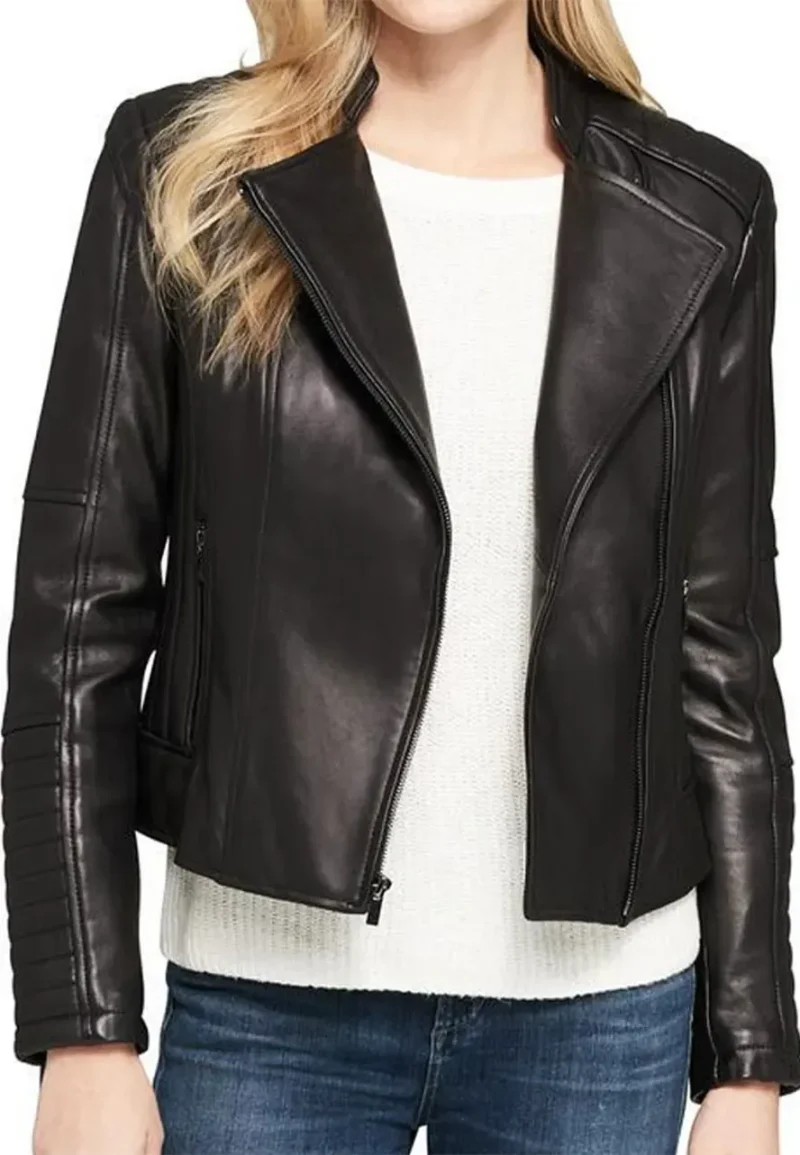 womens motorcycle asymmetrical zipper jacket