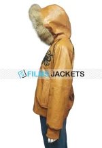 womens vintage hooded leather jacket