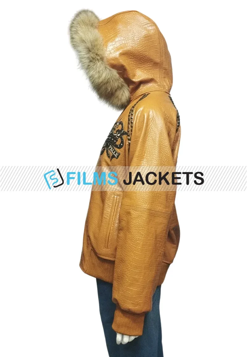 womens vintage hooded leather jacket
