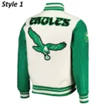 eagles leather varsity jacket