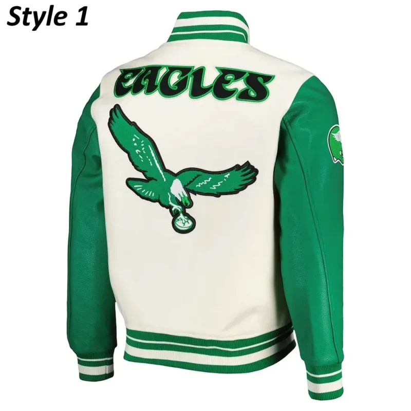 eagles leather varsity jacket