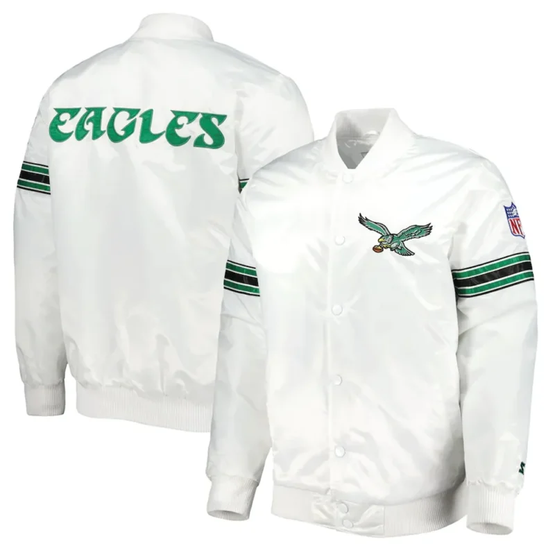 philadelphia eagles white satin jacket