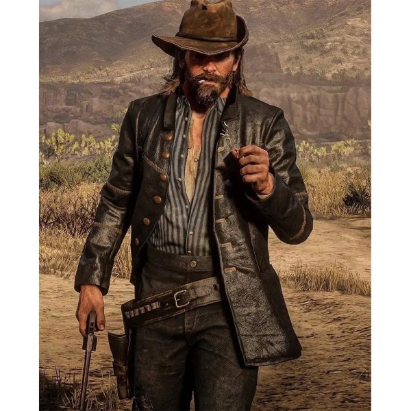 brown leather coat