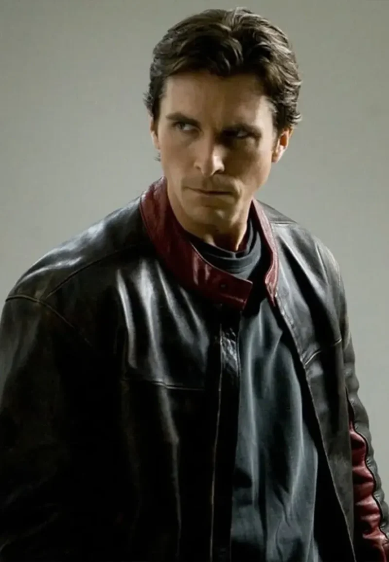 bruce wayne black leather jacket