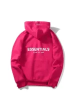fear of god essentials pink fleece hoodie