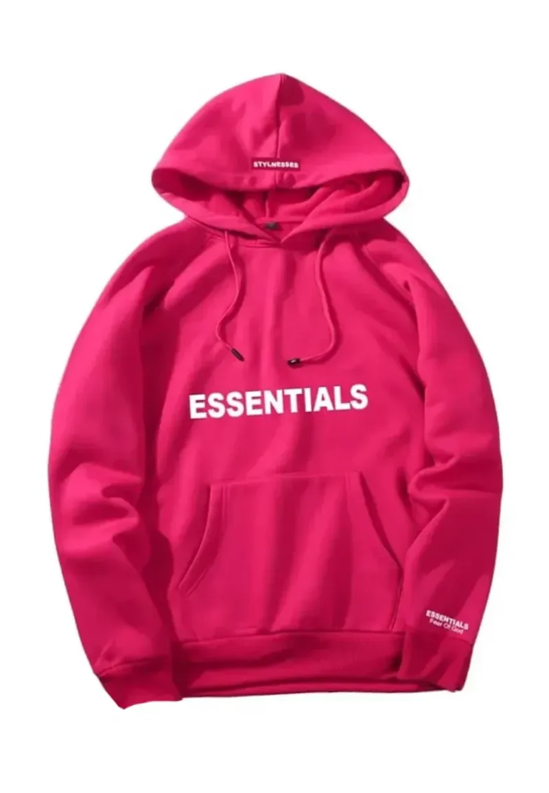 fear of god essentials pink hoodie