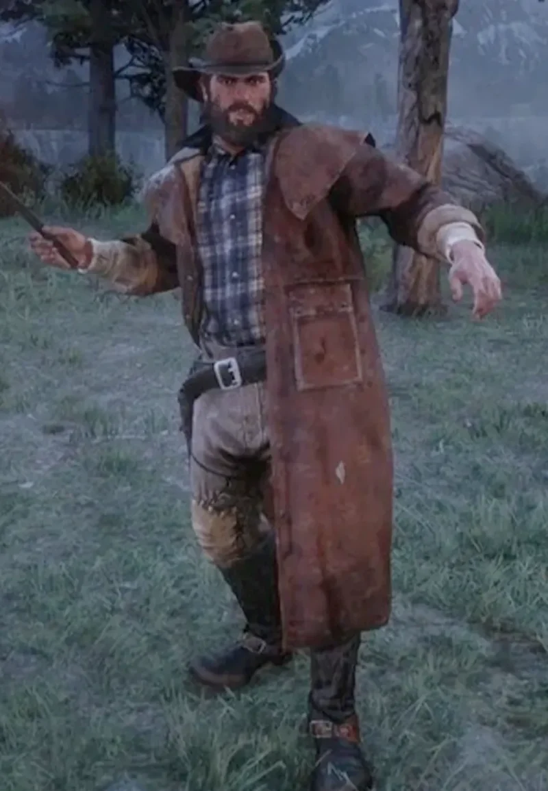 rdr2 brown leather trench coat