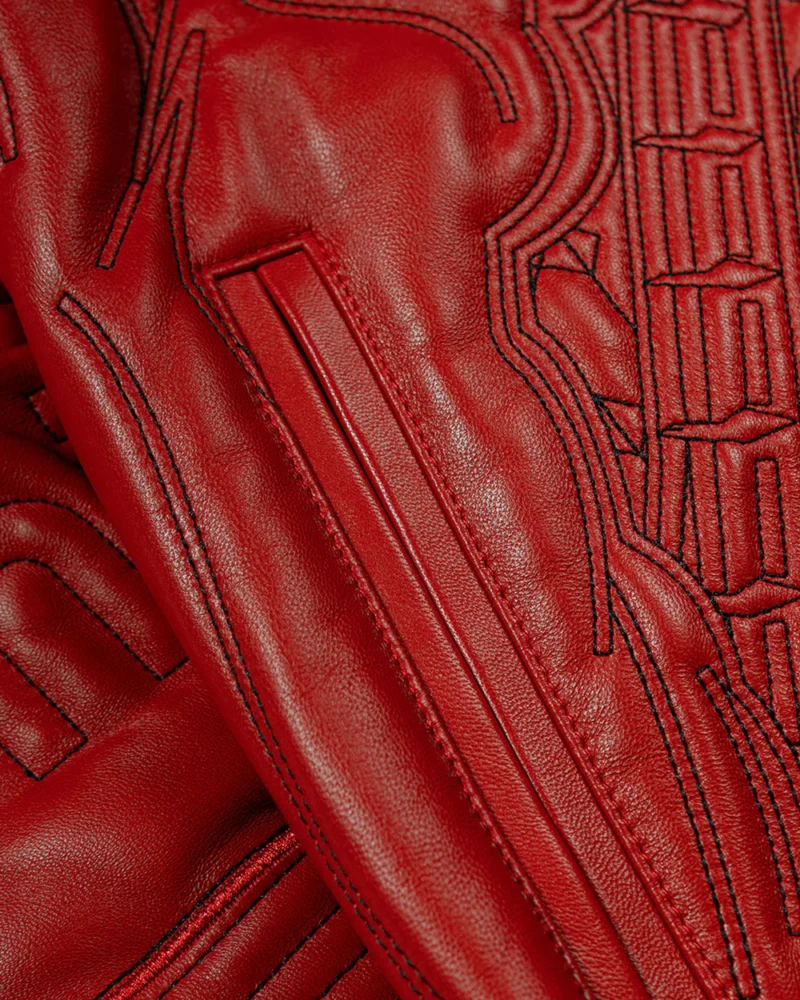 red pelle pelle leather jacket