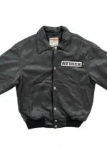 leather varsity jacket black