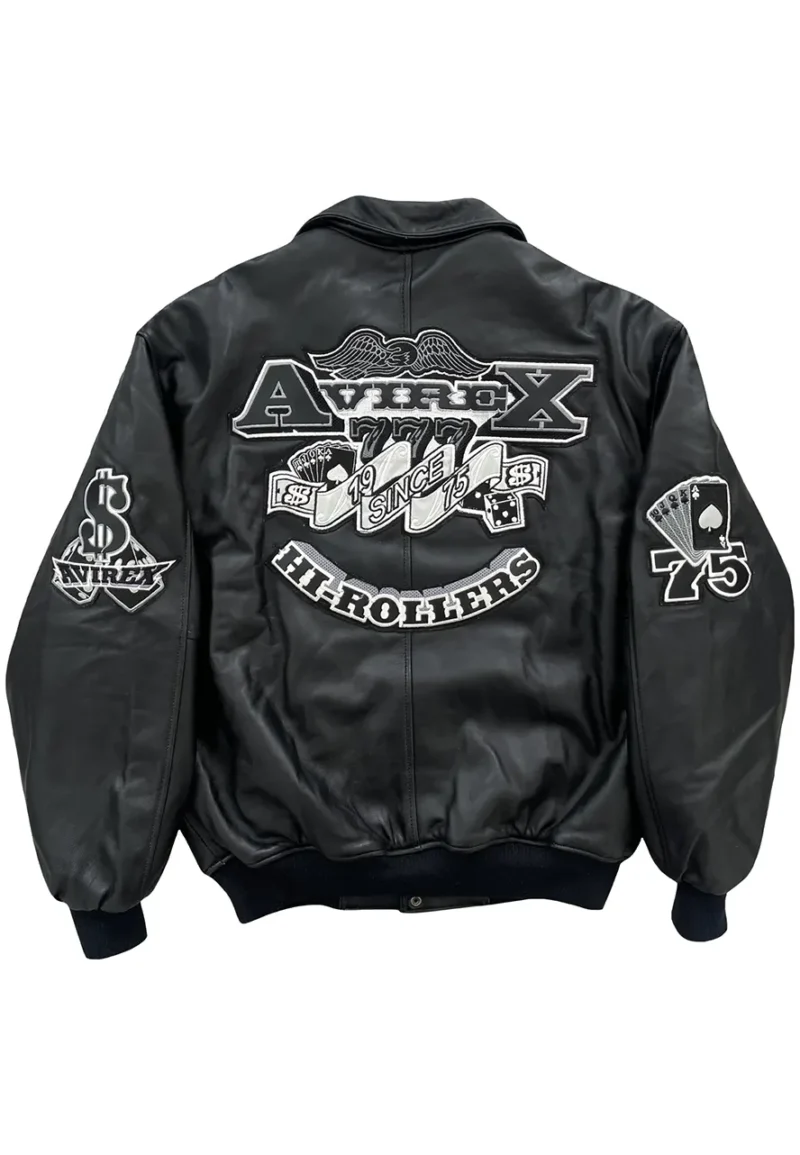 varsity jacket black leather