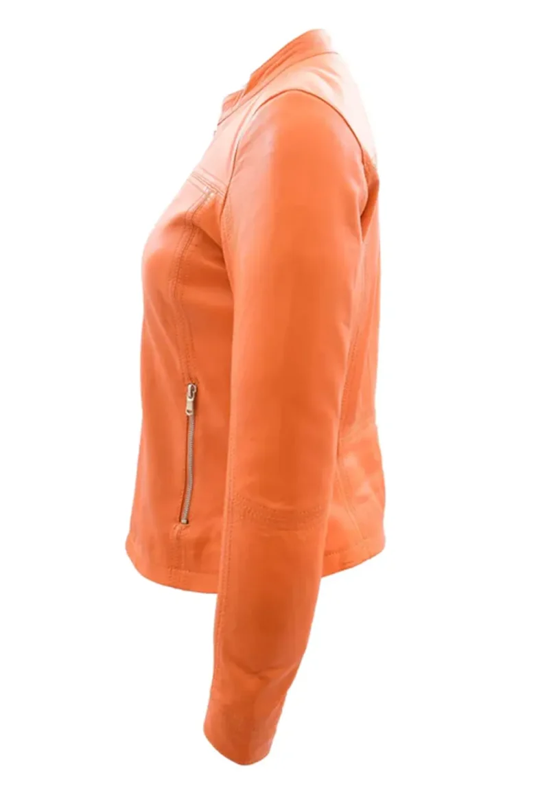 banded collar moto jacket