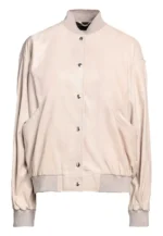 beige leather bomber jacket