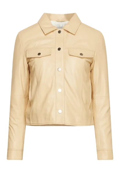 beige leather jacket
