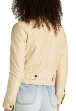 beige leather jacket womens