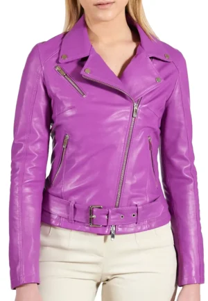 belted leather biker jacket