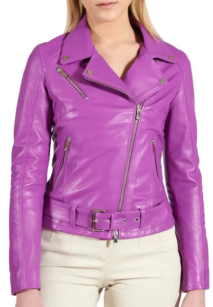 belted leather biker jacket