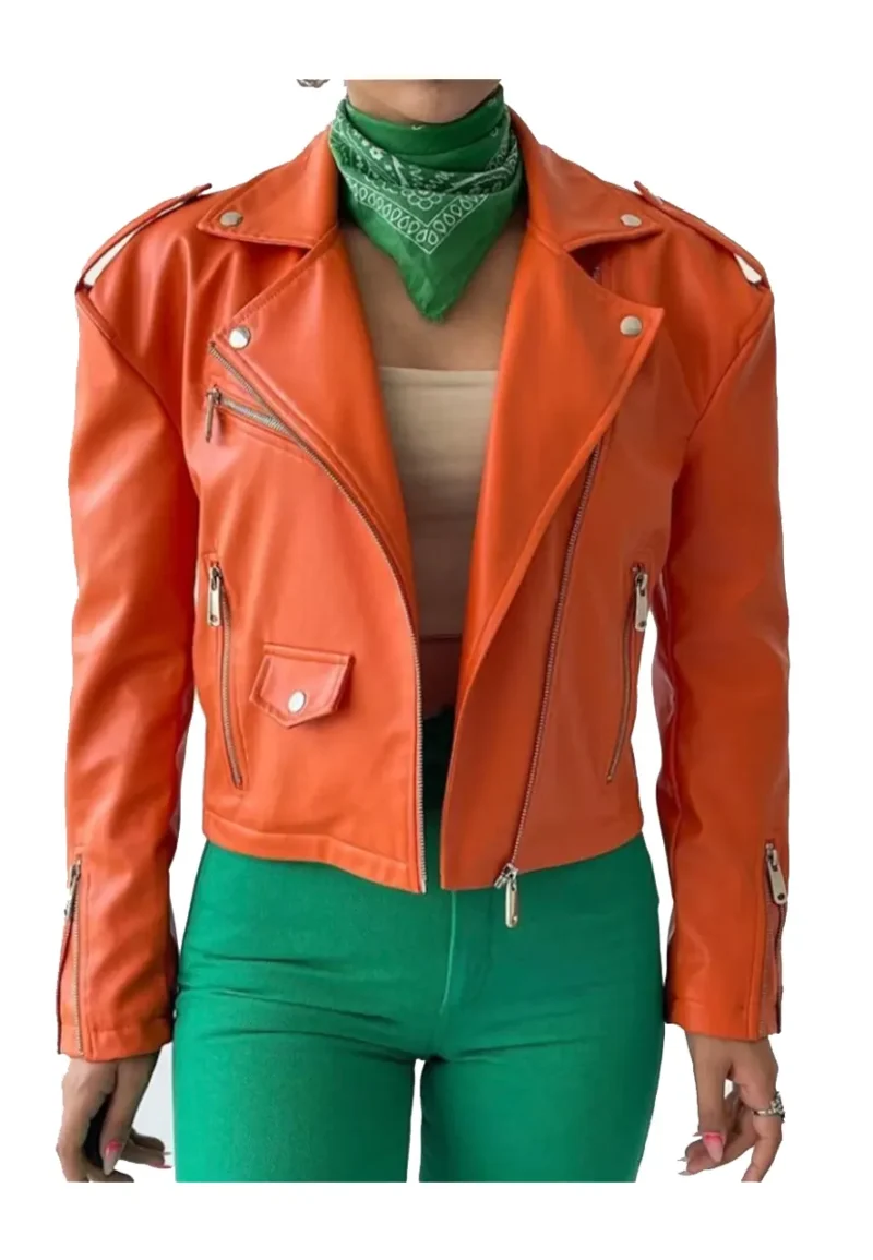 biker jacket orange