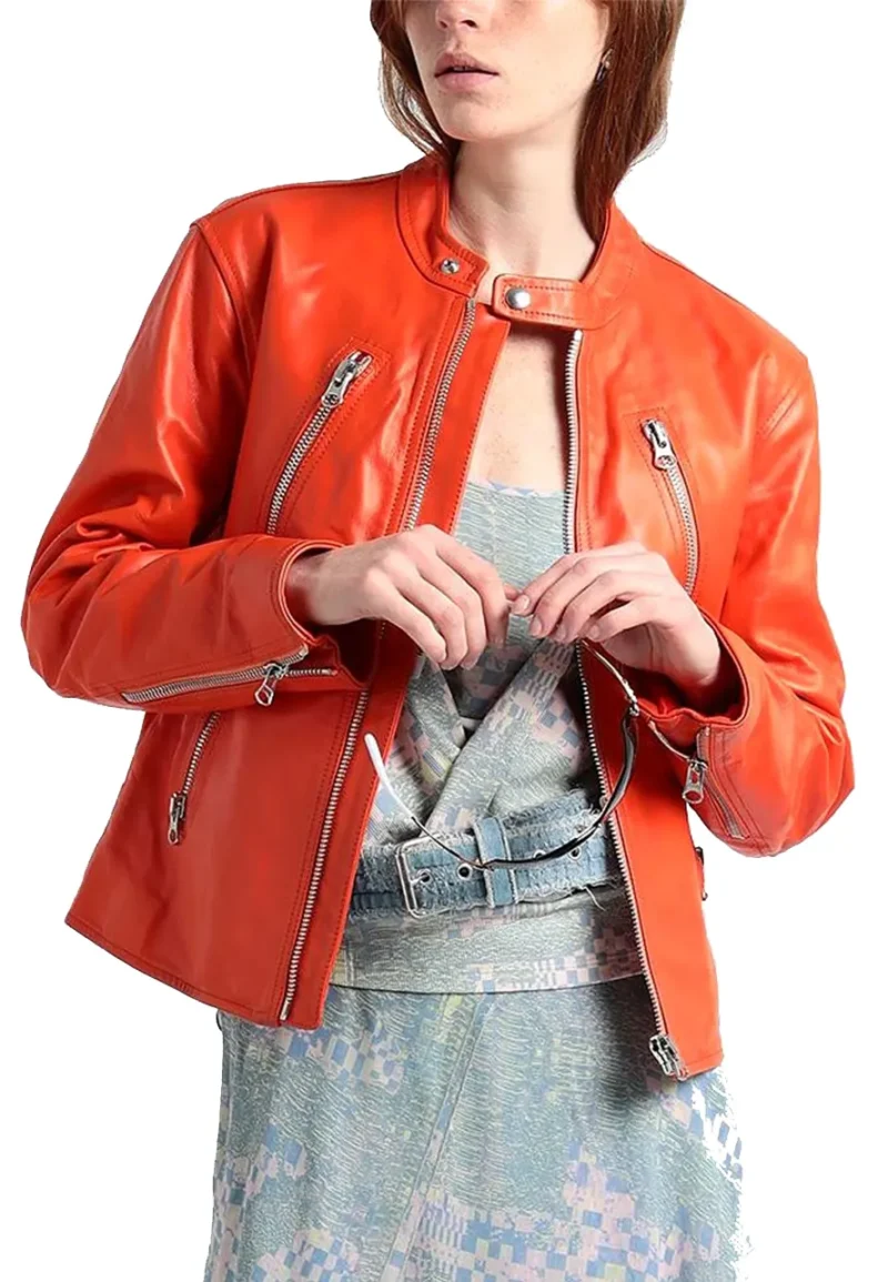 biker jacket orange