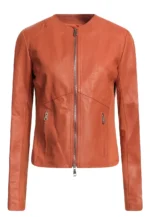 biker orange leather jacket