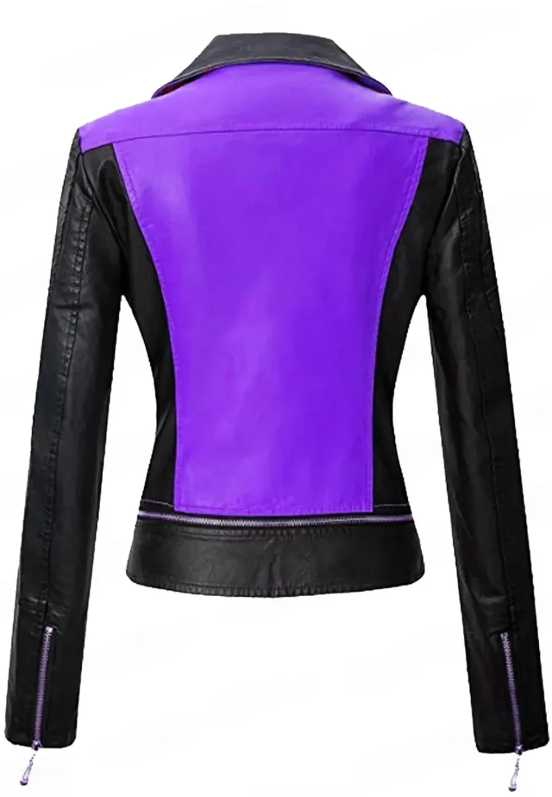 black and purple biker jacket