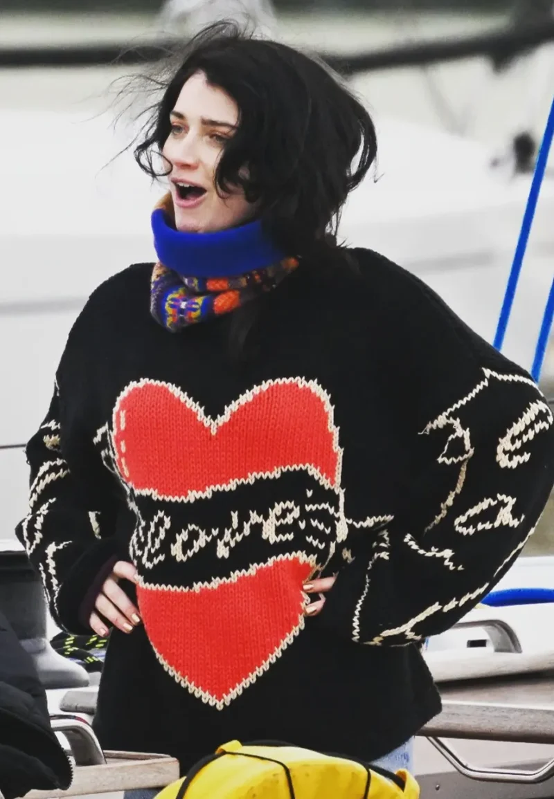 black sweater red hearts