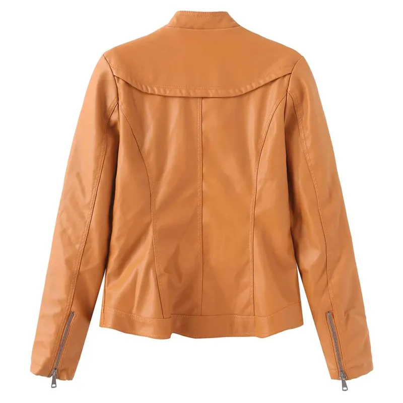 brown camel faux leather jacket