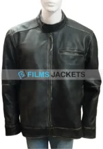 calvo grey leather jacket